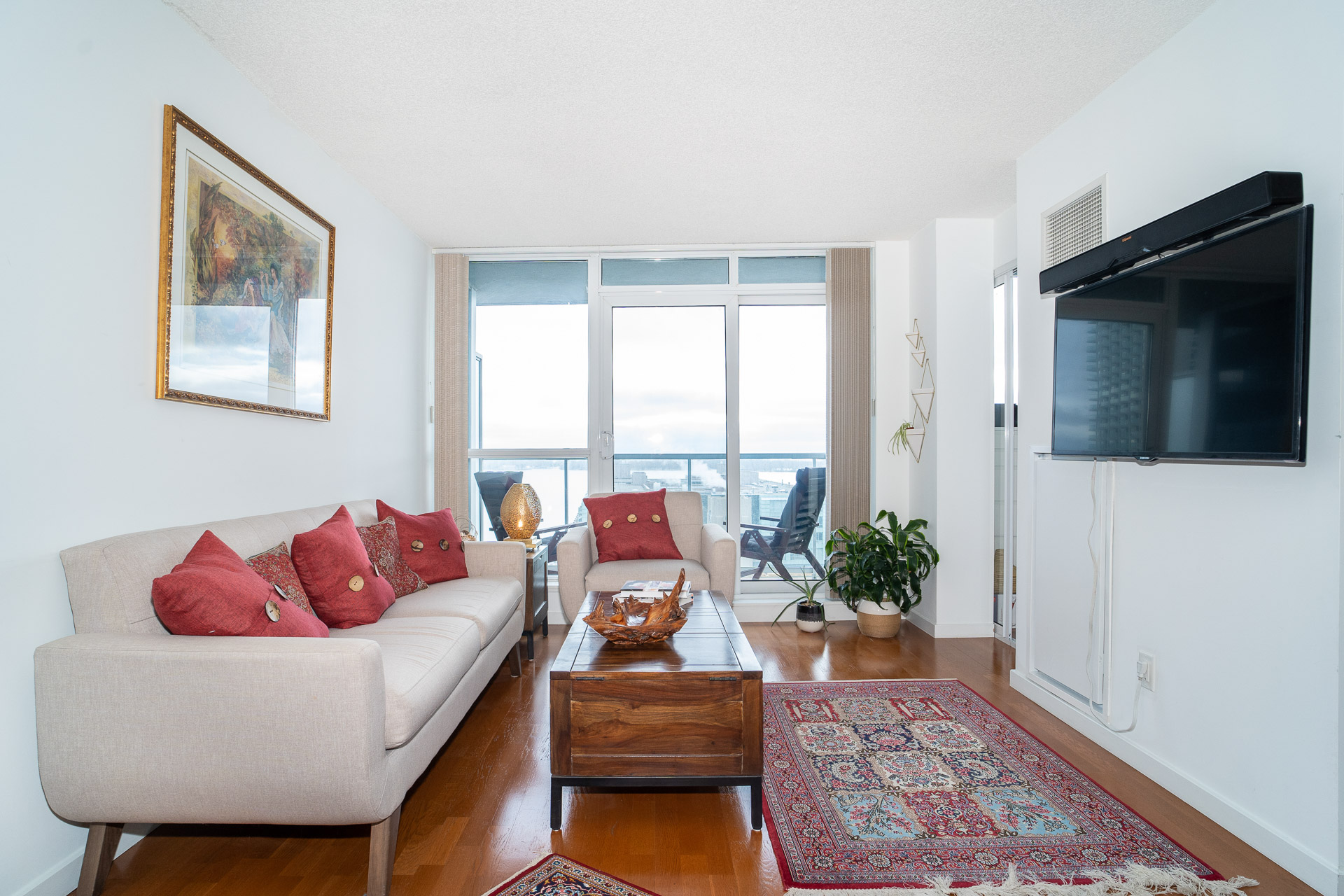 Living room with lake views at 8 York St Unit 1909